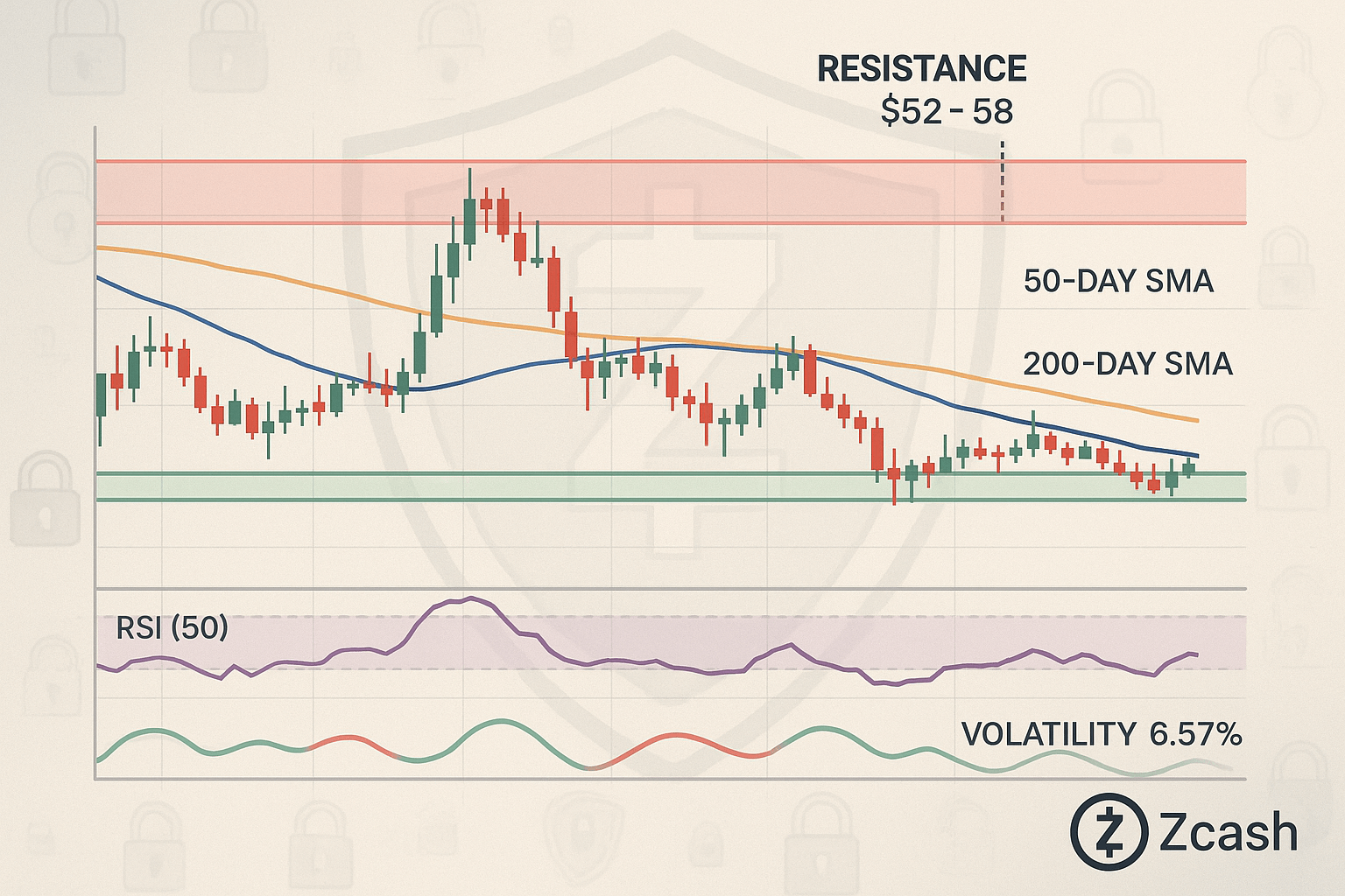 Zcash price trend visualization